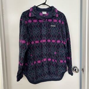 Columbia Pink and Blue Patterned Fleece Jacket